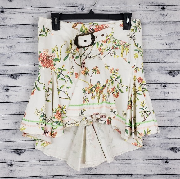 Just Cavalli Dresses & Skirts - Just Cavalli | Floral High Low  Ruffle Hem Skirt